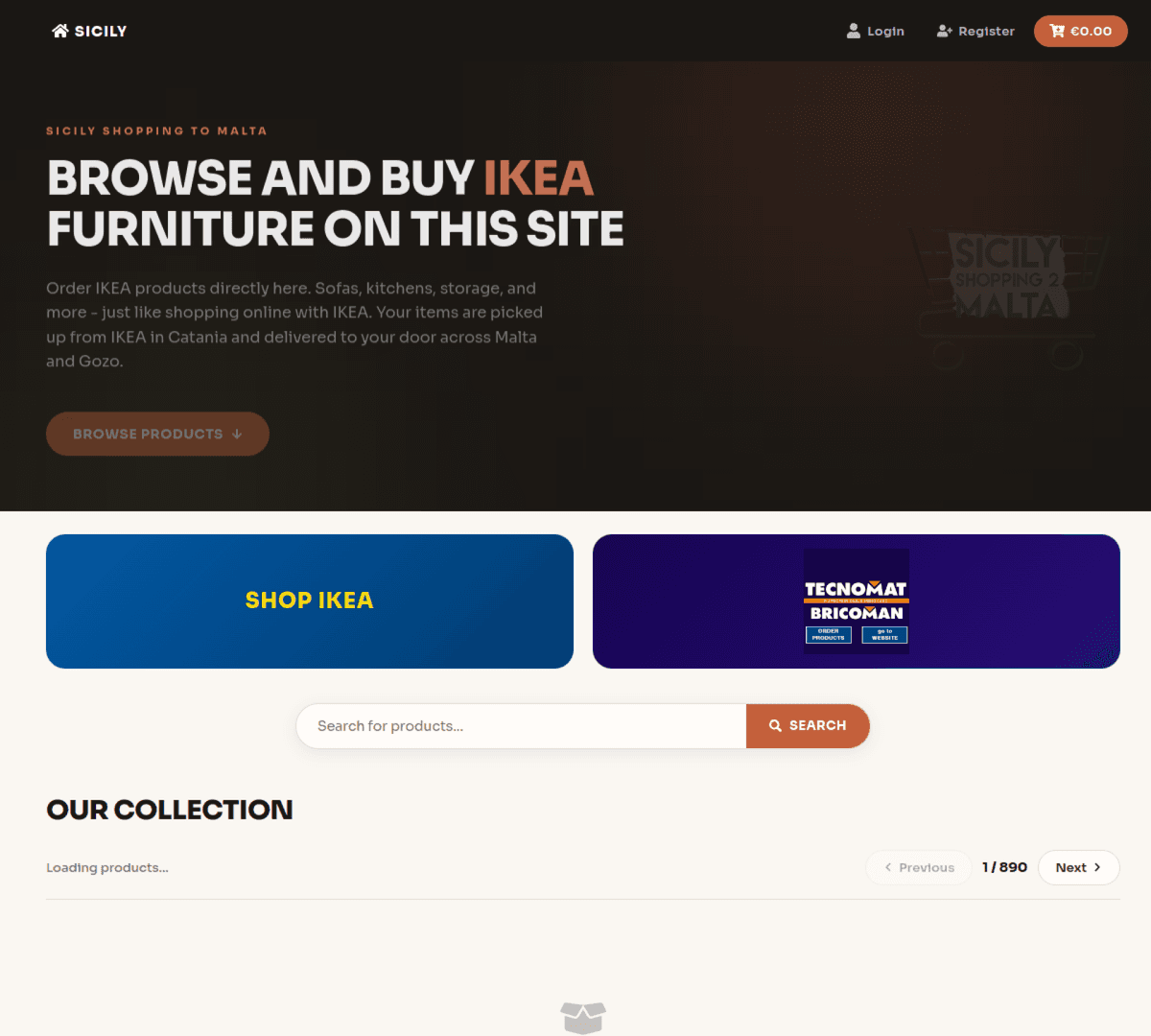 Cross-border commerce connecting Sicily and Malta — product catalogues, checkout, and logistics-aware ordering for IKEA pr...